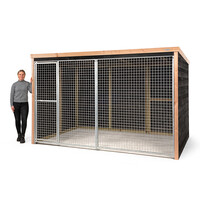 Kippenren Dirk met dakleer | 316 x 208 x 196 cm | Douglas frame en zwart Zweeds rabat