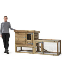 Konijnenhok met nachthok | 190 x 63 x 100 cm | geïmpregneerd hout | met loopplank