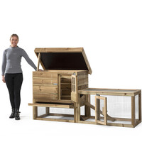 Konijnenhok met nachthok | 190 x 63 x 100 cm | geïmpregneerd hout | met loopplank