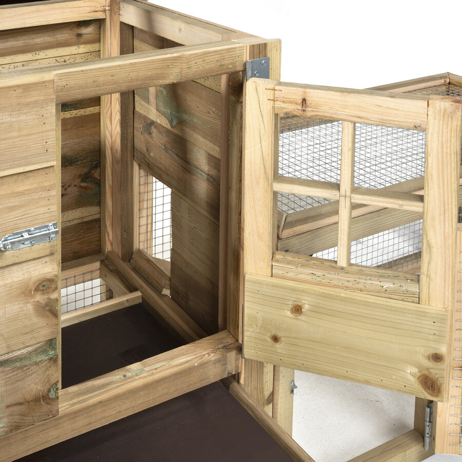Konijnenhok met nachthok | 190 x 63 x 100 cm | geïmpregneerd hout | met loopplank