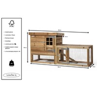 Konijnenhok met nachthok | 190 x 63 x 100 cm | geïmpregneerd hout | met loopplank