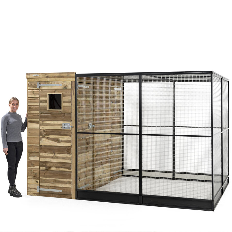 Volière R9 buitenvolière met nachthok | sluis | 289 x 200 x 190 cm