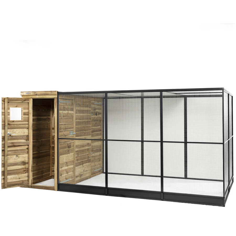 Volière R10 buitenvolière 391 x 200 x 190 cm | met nachthok, sluis en voedersysteem