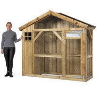Volière S2 buiten met nachthok en twee-baks voedersysteem | 215 x 70 x 185 cm