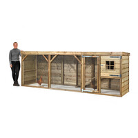 Kippenhok Adri 363 x 95 x 124 cm | houten kippenhok met overdekte ren en nachthok