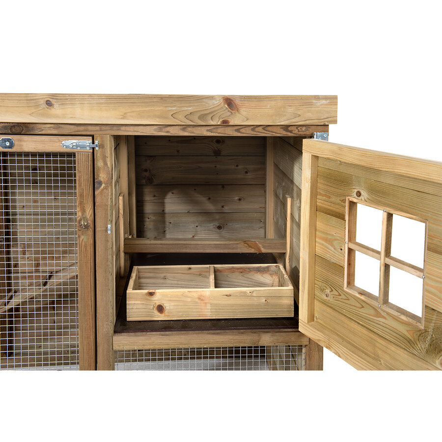 Kippenhok Adri 363 x 95 x 124 cm | houten kippenhok met overdekte ren en nachthok