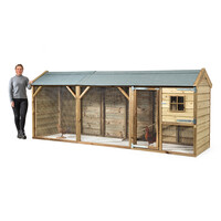 Kippenhok met overdekte ren | 363 x 95 x 148 cm | verhoogd nachthok met legnest