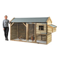 Kippenhok Loekie met overdekte kippenren 273x95x148 cm | luxe buitenverblijf met extern legnest