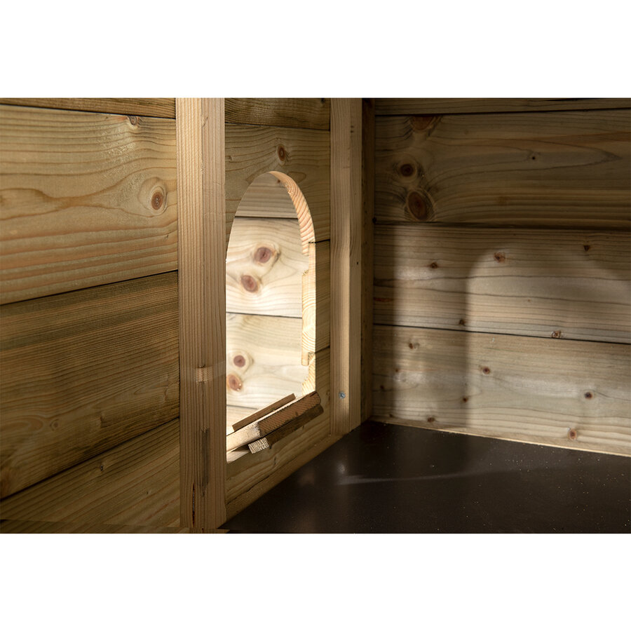 Kippenhok Loekie met overdekte kippenren 273x95x148 cm | luxe buitenverblijf met extern legnest