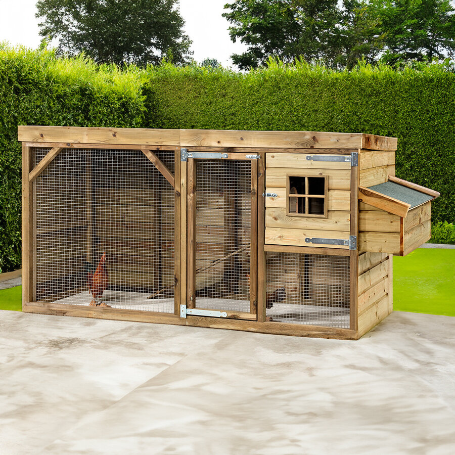 Glorenza Kippenhok Nelly 273 x 95 x 124 cm | bouwpakket met ren en legnest