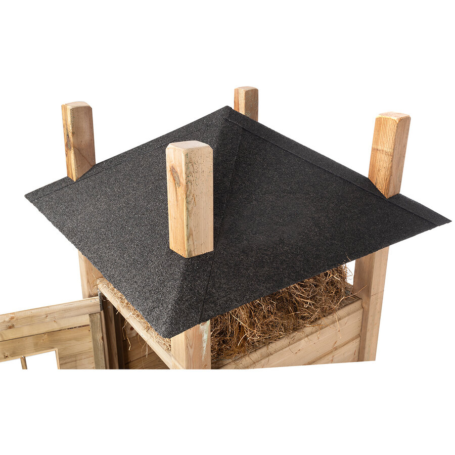 Hooiberg kippenhok met verhoogd nachthok, legnest en overdekte ren 358x110x190 cm