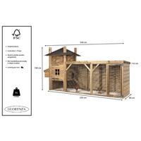Hooiberg kippenhok met verhoogd nachthok, legnest en overdekte ren 358x110x190 cm