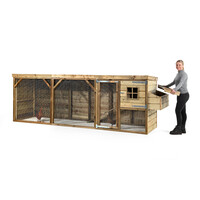 Kippenhok Toby bouwpakket 393 x 95 x 124 cm | nachthok + overdekte kippenren + extern legnest