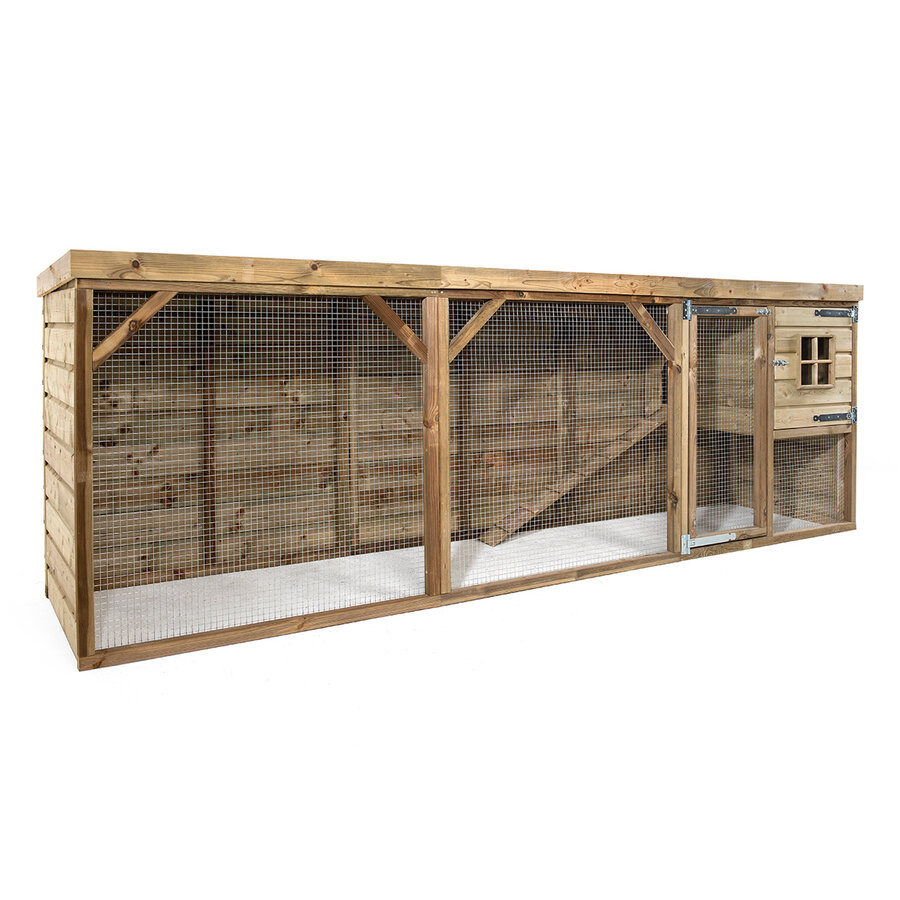 Konijnenhok Binky 363x95x124 cm | onderhoudsvrij buitenhok met verhoogd nachthok en overdekte ren