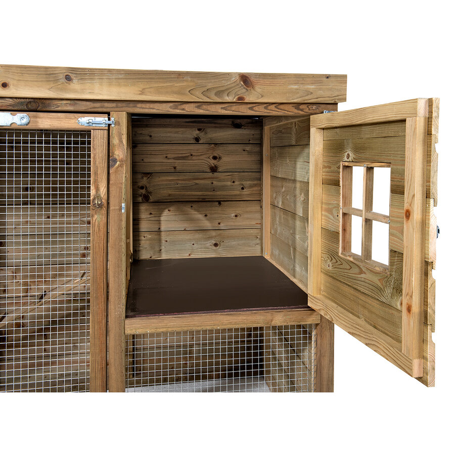 Konijnenhok Binky 363x95x124 cm | onderhoudsvrij buitenhok met verhoogd nachthok en overdekte ren