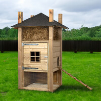 Konijnenhok hooiberg bouwpakket met hooizolder en trapje 110x110x190 cm