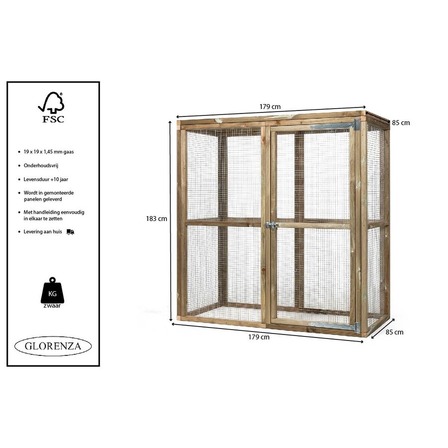 Houten dierenren naturel 179 x 85 x 183 cm