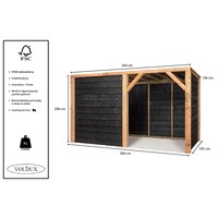 Schuilstal Maart 369 x 196 x 208 cm | onderhoudsvrije houten schuilplek