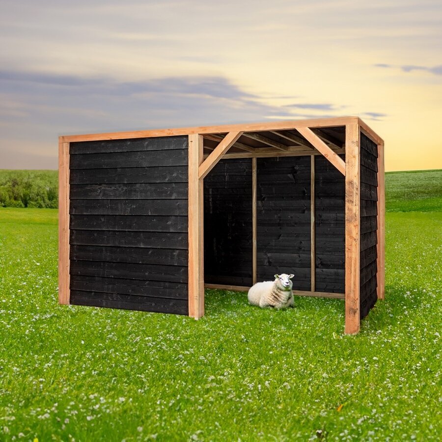 Schuilstal Maart 369 x 196 x 208 cm | onderhoudsvrije houten schuilplek