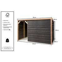 Schuilstal December | 316x208x196 cm | houten schuilplek met dakleer