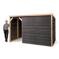 Schuilstal December | 316x208x196 cm | houten schuilplek met dakleer