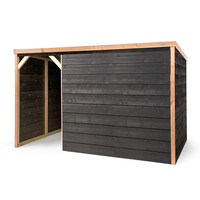 Schuilstal December | 316x208x196 cm | houten schuilplek met dakleer