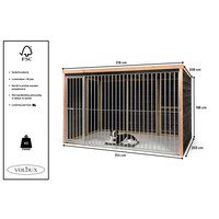 Hondenkennel Dave buiten | 316 x 208 x 196 cm | houten kennel met spijlenpaneel en deur