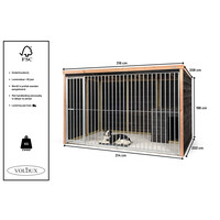 Hondenkennel met nachthok zwart | 316 x 208 x 196 cm | met deur