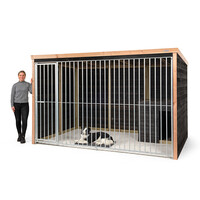 Hondenkennel met nachthok zwart | 316 x 208 x 196 cm | met deur