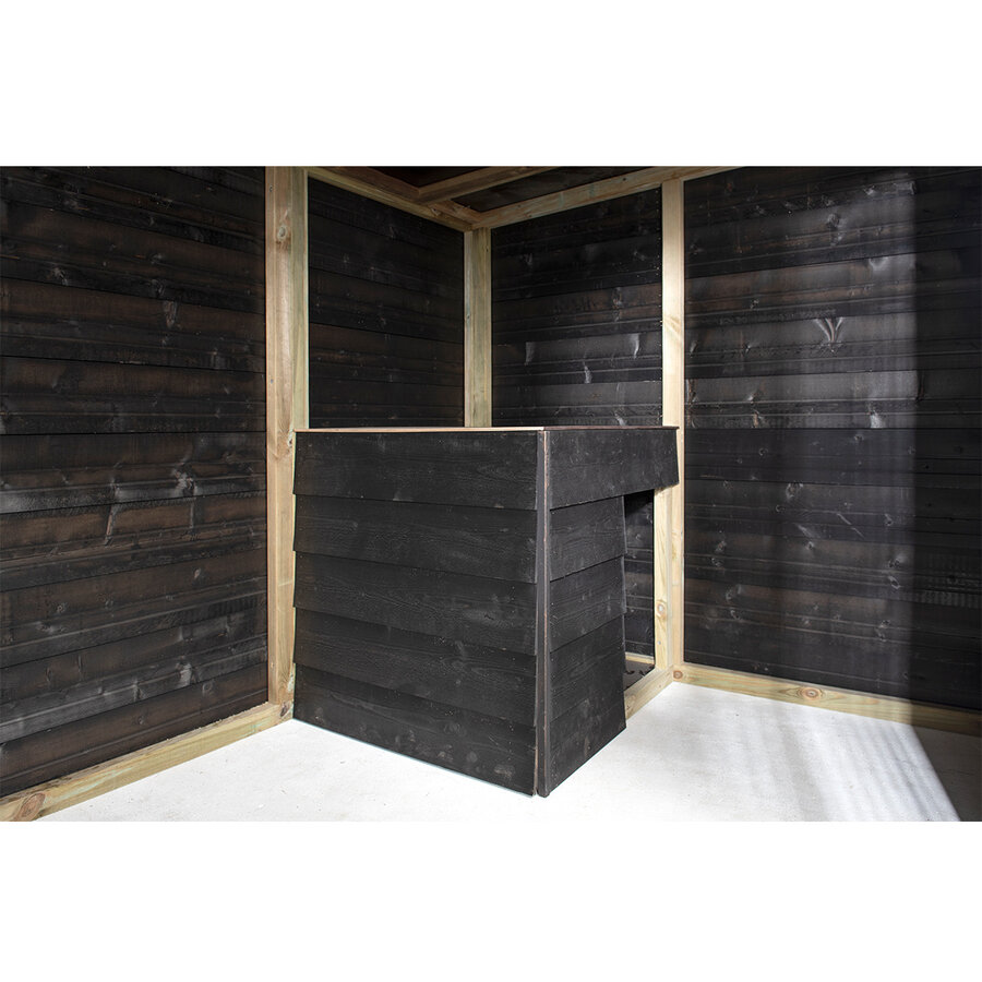 Hondenkennel met nachthok zwart | 316 x 208 x 196 cm | met deur