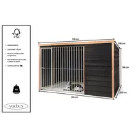 Hondenkennel Bas | buitenmaat incl. dak 316 x 208 x 196 cm | houten buitenkennel met windluw voorpaneel