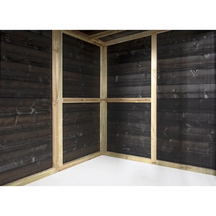 Hondenkennel Bas | buitenmaat incl. dak 316 x 208 x 196 cm | houten buitenkennel met windluw voorpaneel