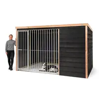 Hondenkennel Bas | buitenmaat incl. dak 316 x 208 x 196 cm | houten buitenkennel met windluw voorpaneel