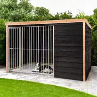 Hondenkennel Bas | buitenmaat incl. dak 316 x 208 x 196 cm | houten buitenkennel met windluw voorpaneel