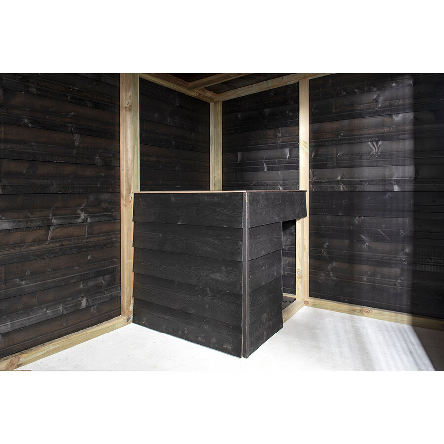 Hondenkennel Rex met nachthok en spijlenpaneel | buitenmaat incl. dak 316 x 208 x 196 cm | windluw ontwerp | betonplex bodem