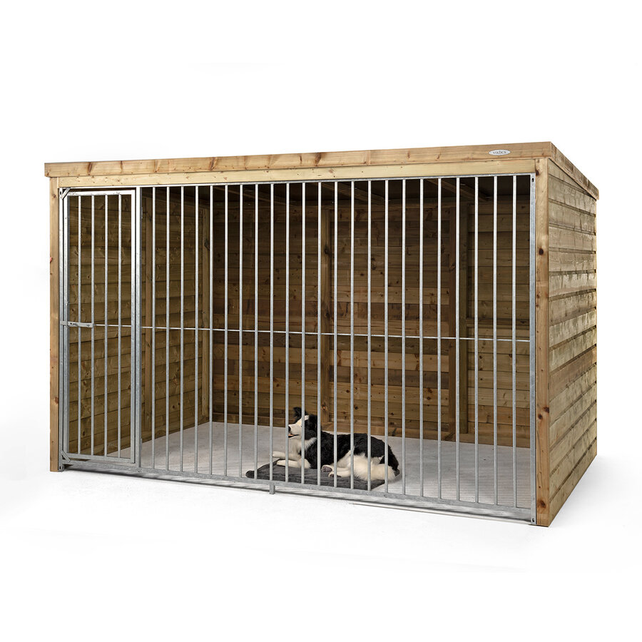 Hondenkennel Beer 316 x 208 x 196 cm | houten buitenkennel met spijlpaneel