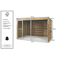 Luxe houten kattenren Lieke | 316 x 208 x 196 cm | gesloten dak