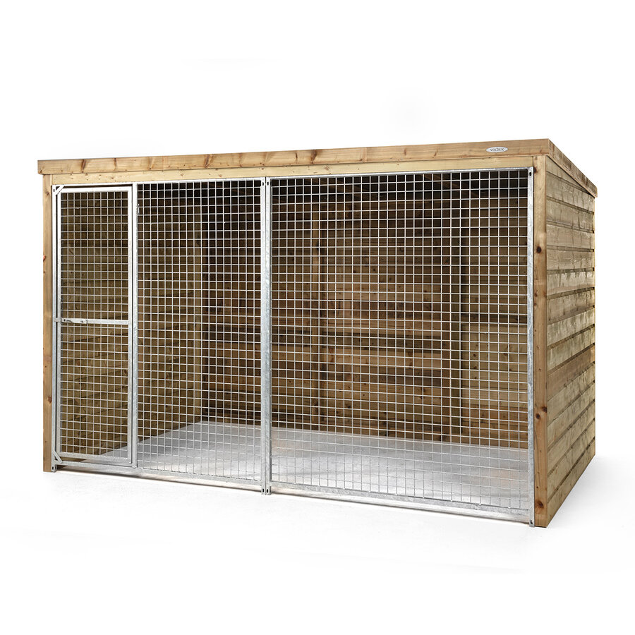 Luxe houten kattenren Lieke | 316 x 208 x 196 cm | gesloten dak