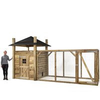 Konijnenhok hooiberg Loes XL | 462x175x225 cm | extra grote ren + hooi-opslag