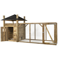 Konijnenhok hooiberg Loes XL | 462x175x225 cm | extra grote ren + hooi-opslag
