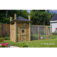 Konijnenhok hooiberg Loes XL | 462x175x225 cm | extra grote ren + hooi-opslag