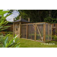 Konijnenhok hooiberg Loes XL | 462x175x225 cm | extra grote ren + hooi-opslag
