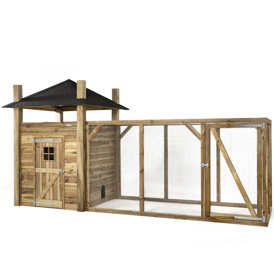 Konijnenhok hooiberg Loes XL | 462x175x225 cm | extra grote ren + hooi-opslag
