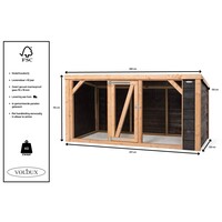 Overdekte kippenren Milan | 260 x 130 x 132 cm | onderhoudsvrij Douglas hout | zwart | maas 19 x 19 mm