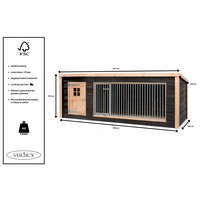 Hondenkennel Reno XL met nachthok | 342 x 130 x 132 cm | onderhoudsvrij buitenverblijf