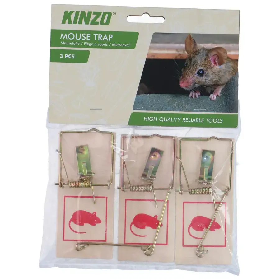 Houten muizenval set van 3 stuks