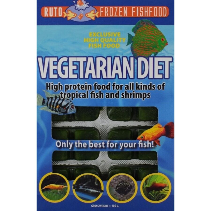 Vegetarian Diet diepvriesvoer | vegetarisch voer met spinazie en spirulina | 100 gram blister
