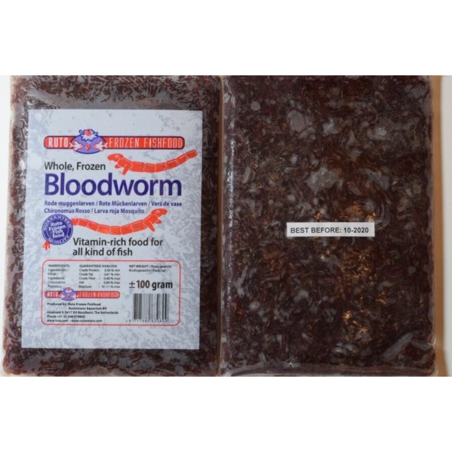 Rode muggenlarven diepvriesvoer 100 gram | flatpack voor aquariumvissen