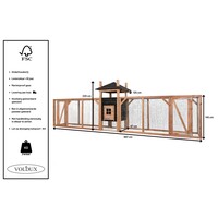 Kippenhok hooiberg Ties XXL | 697 x 125 x 225 cm | met dubbel renvak en nachthok