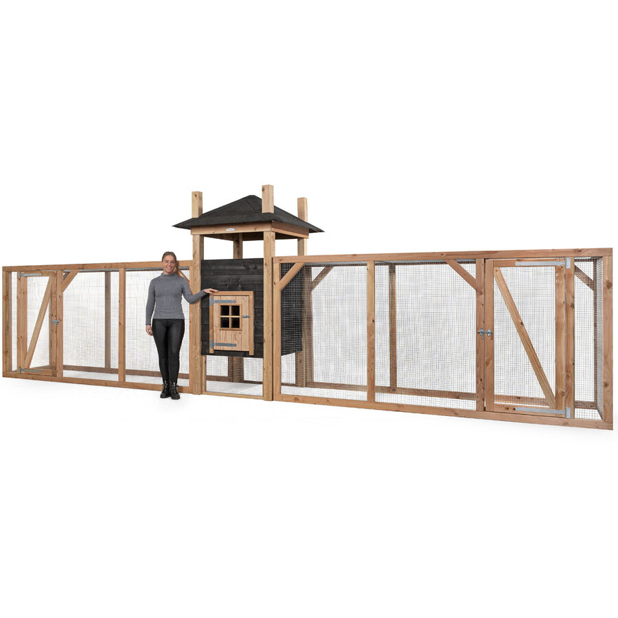 Kippenhok hooiberg Ties XXL | 697 x 125 x 225 cm | met dubbel renvak en nachthok